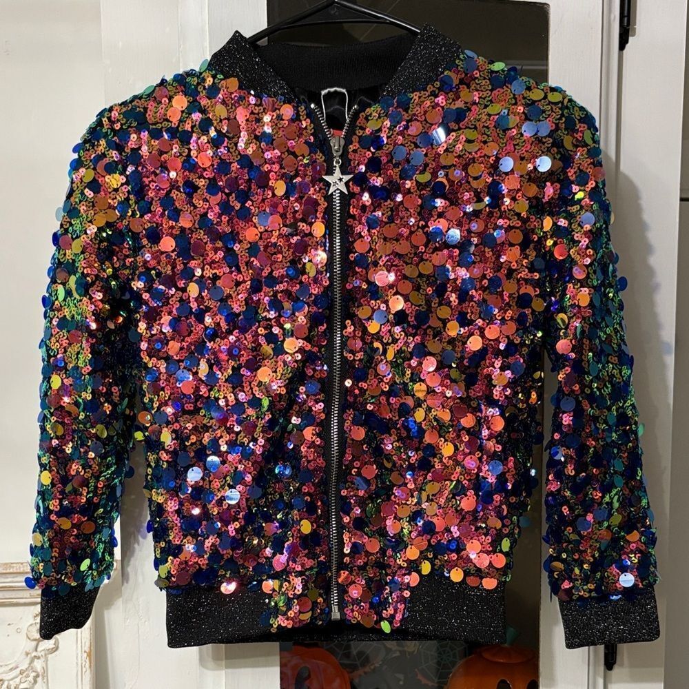 2Bunnies Girls Sequin Bomber Jacket - Multicolor, Very Pretty! Size 6